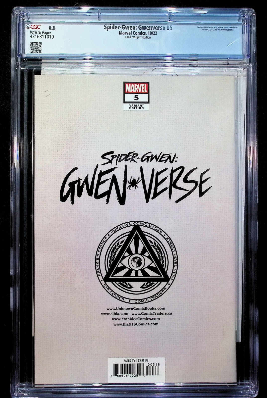 SPIDER-GWEN GWENVERSE #5 - GREG LAND VIRGIN VARIANT EXCLUSIVE CGC