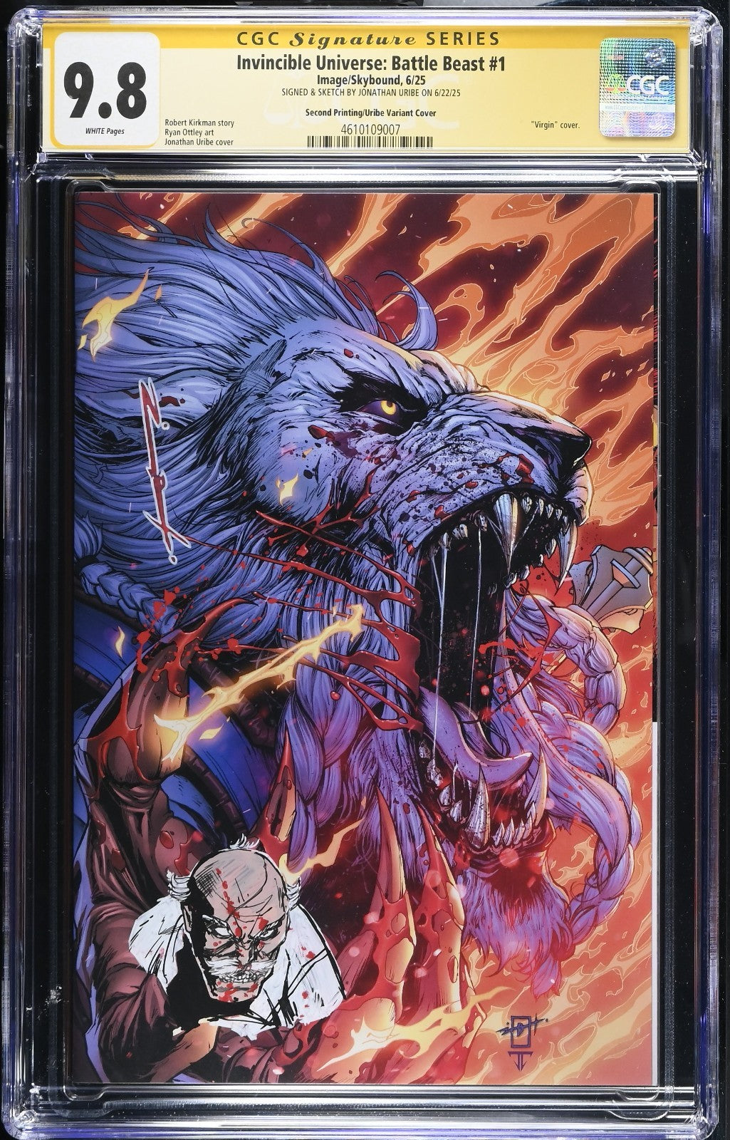 INVINCIBLE UNIVERSE BATTLE BEAST #1 - JONATHAN URIBE SKETCH SIGNED CGC 9.8