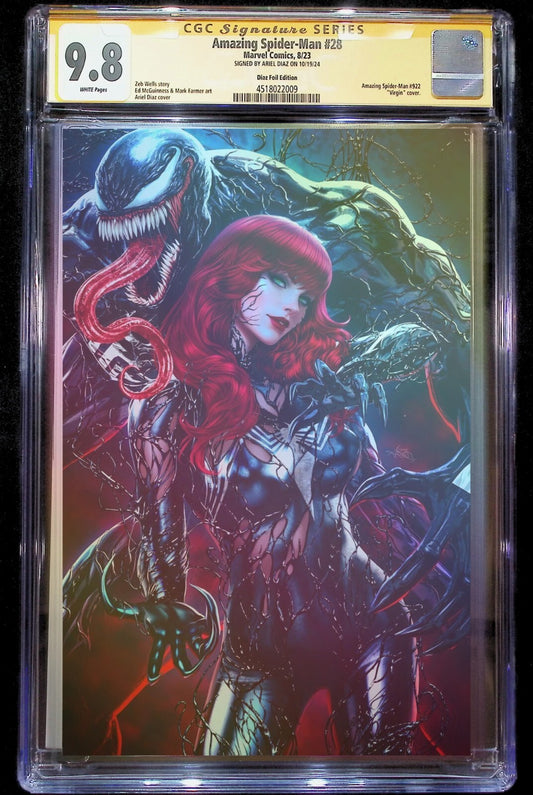 AMAZING SPIDER-MAN #28 - ARIEL DIAZ FOIL VIRGIN EDITION VARIANT SIGNED CGC 9.8