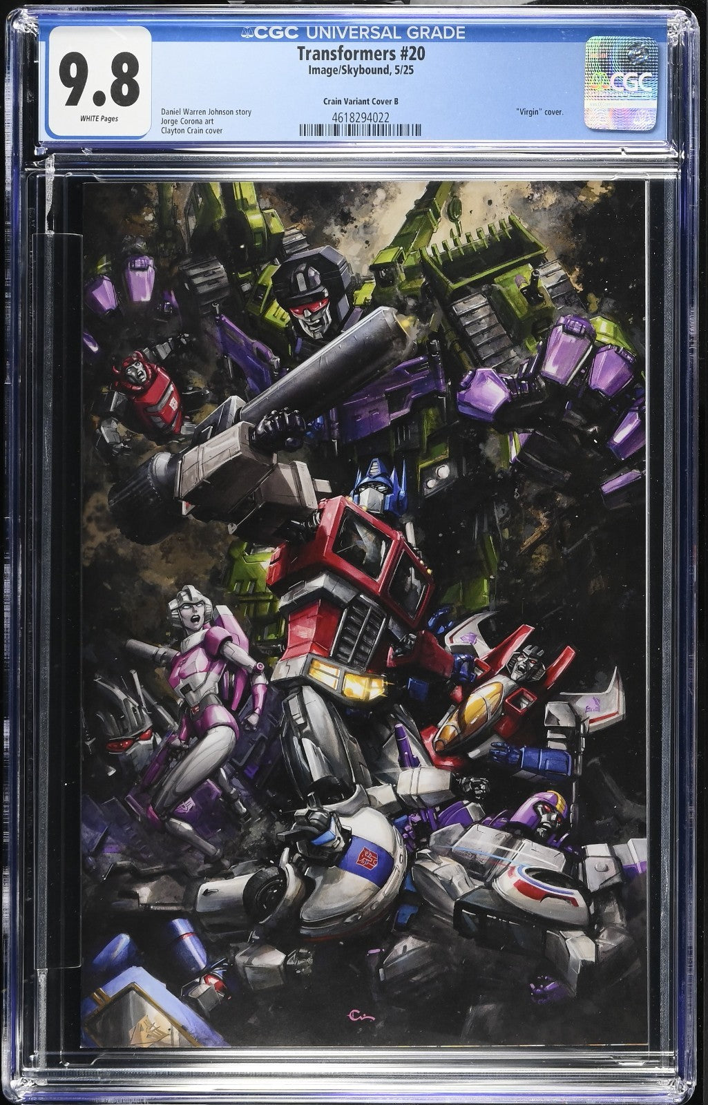 TRANSFORMERS #20 - CLAYTON CRAIN VIRGIN VARIANT EDITION B CGC 9.8