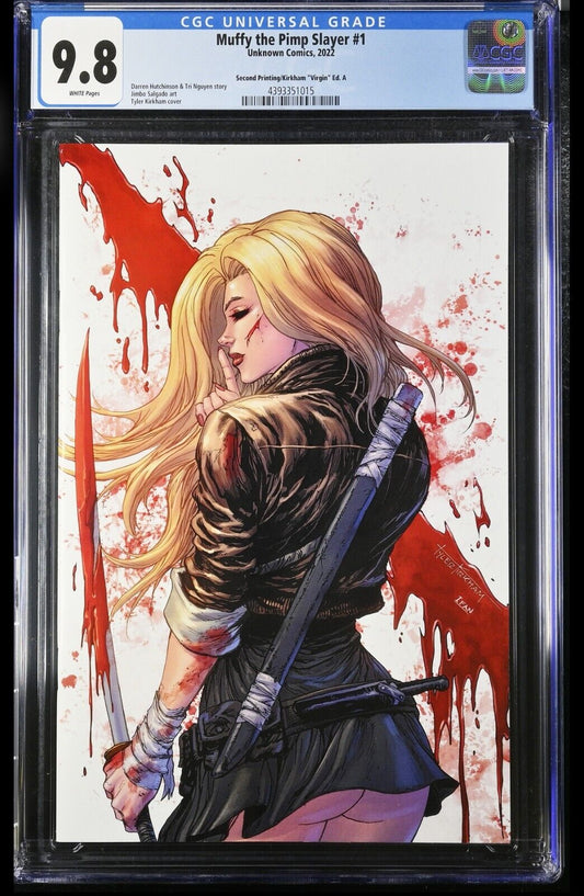 MUFFY THE PIMP SLAYER #1 - TYLER KIRKHAM VIRGIN VARIANT BATTLE DAMAGE CGC 9.8