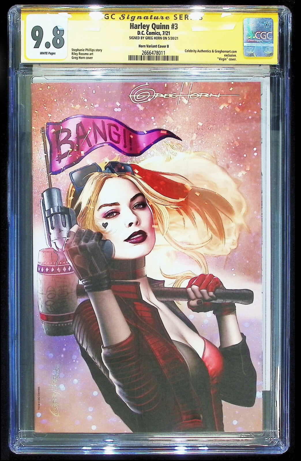 HARLEY QUINN #3 - GREG HORN VIRGIN VARIANT EXCLUSIVE 2021 SIGNED CGC 9.8
