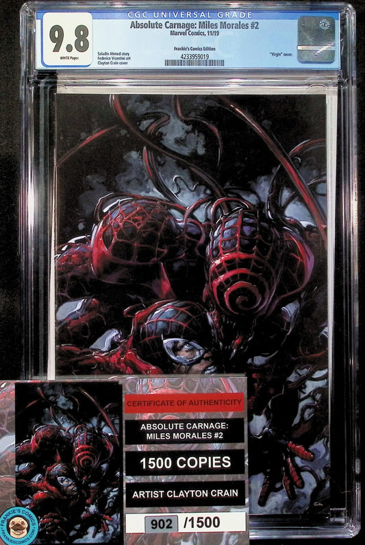 ABSOLUTE CARNAGE MILES MORALES #2 -  CLAYTON CRAIN VIRGIN VARIANT CGC 9.8