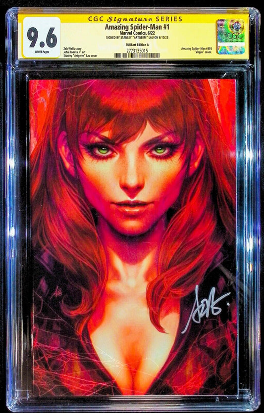 AMAZING SPIDER-MAN #1 - ARTGERM VIRGIN VARIANT A +COA LTD 1500 SIGNED CGC 9.6
