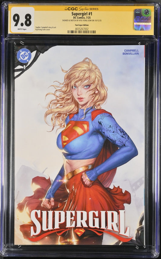 SUPERGIRL #1 - KYUYONG EOM TRADE VARIANT SIGNED & SKETCH CGC 9.8