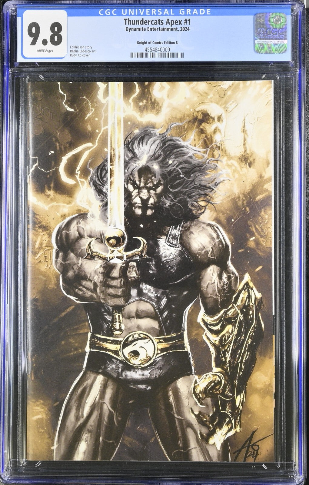 THUNDERCATS APEX #1 - RUDY AO VIRGIN VARIANT EXCLUSIVE COVER B Lion-O CGC 9.8
