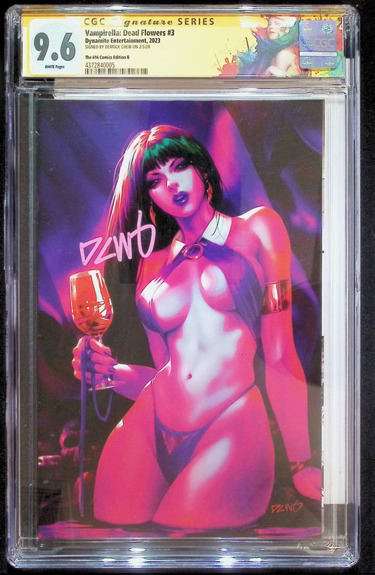 VAMPIRELLA DEAD FLOWERS #3 - DERRICK CHEW VIRGIN +COA +LABEL SIGNED CGC 9.6