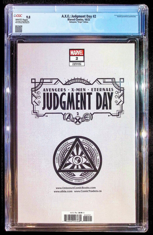 AXE JUDGMENT DAY #2 DAVID NAKAYAMA VIRGIN EDITION MARVEL 2022 X-23 CGC 9.8 NM/M