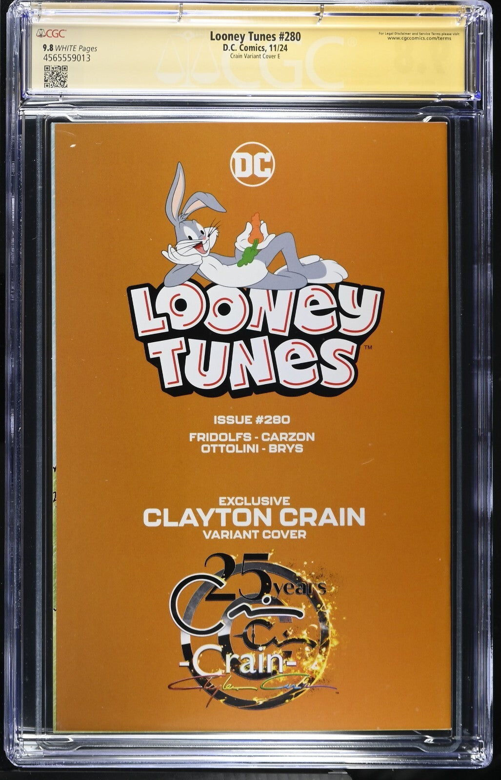 LOONEY TUNES #280 - CLAYTON CRAIN VIRGIN VARIANT MEGACON 2025 SIGNED CGC 9.8