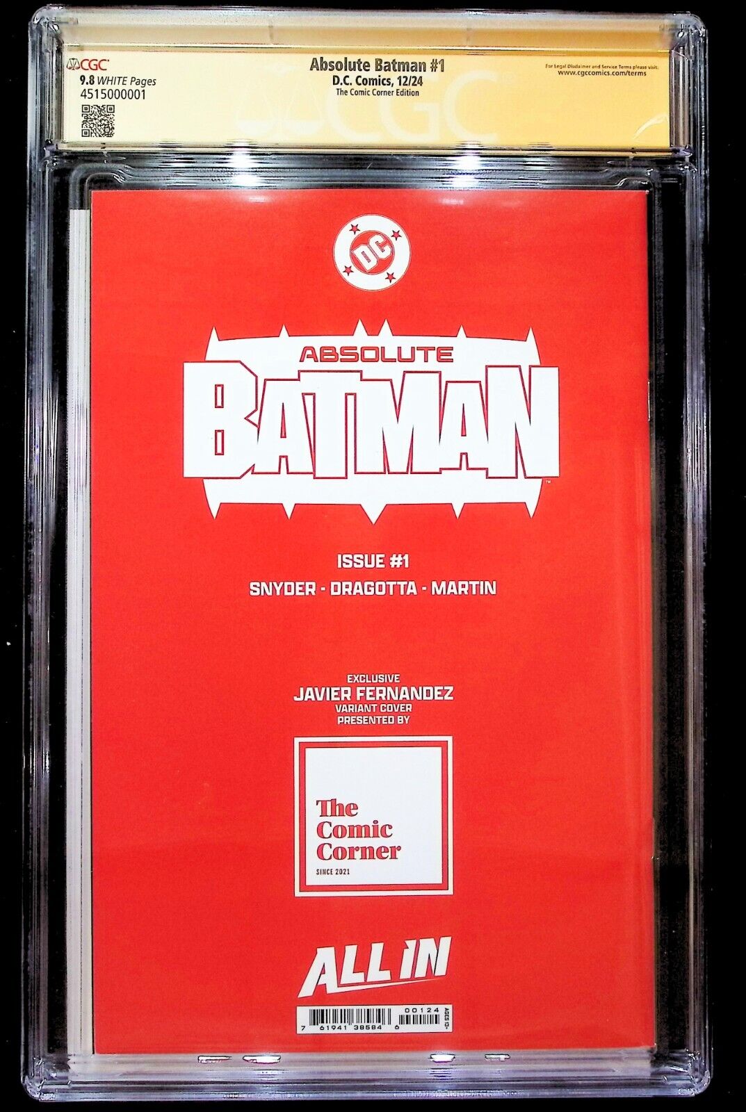 ABSOLUTE BATMAN #1 - JAVIER FERNANDEZ AKIRA HOMAGE NYCC 2024 SIGNED CGC 9.8