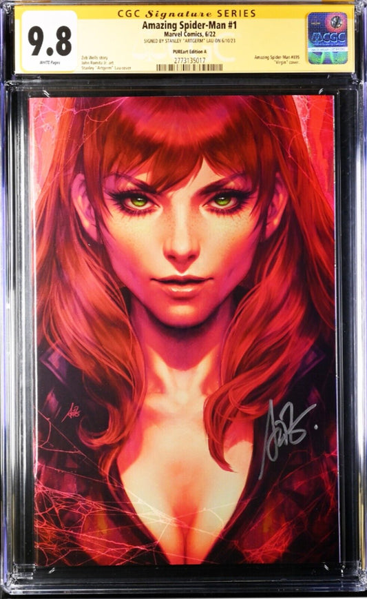 AMAZING SPIDER-MAN #1 - ARTGERM VIRGIN VARIANT A +COA LTD 1500 SIGNED CGC 9.8