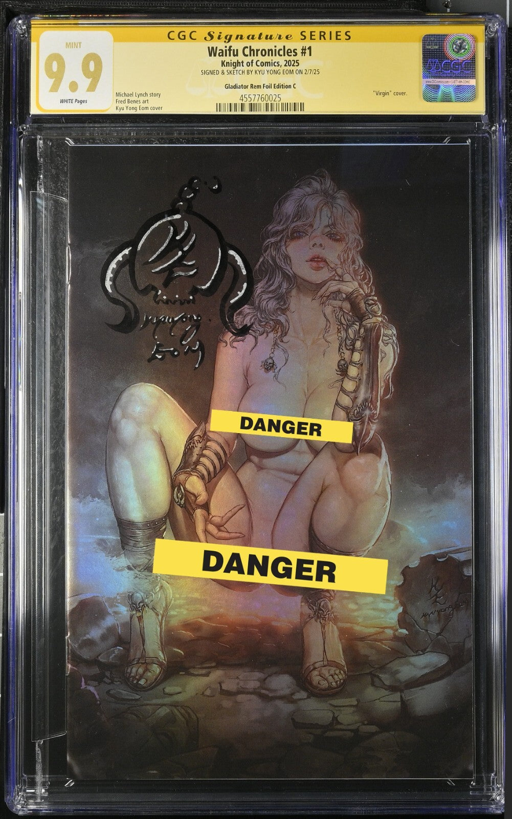WAIFU CHRONICLES #1 KYUYONG EOM GLADIATOR FOIL  EDITION C SKETCH SIGNED CGC 9.9