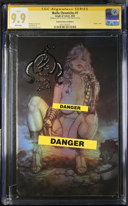 WAIFU CHRONICLES #1 KYUYONG EOM GLADIATOR FOIL  EDITION C SKETCH SIGNED CGC 9.9