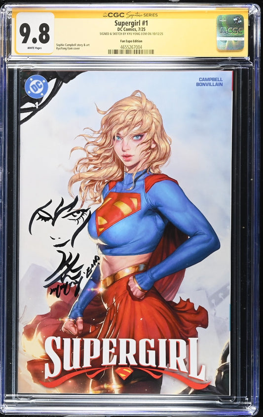 SUPERGIRL #1 - KYUYONG EOM TRADE VARIANT SIGNED & SKETCH CGC 9.8