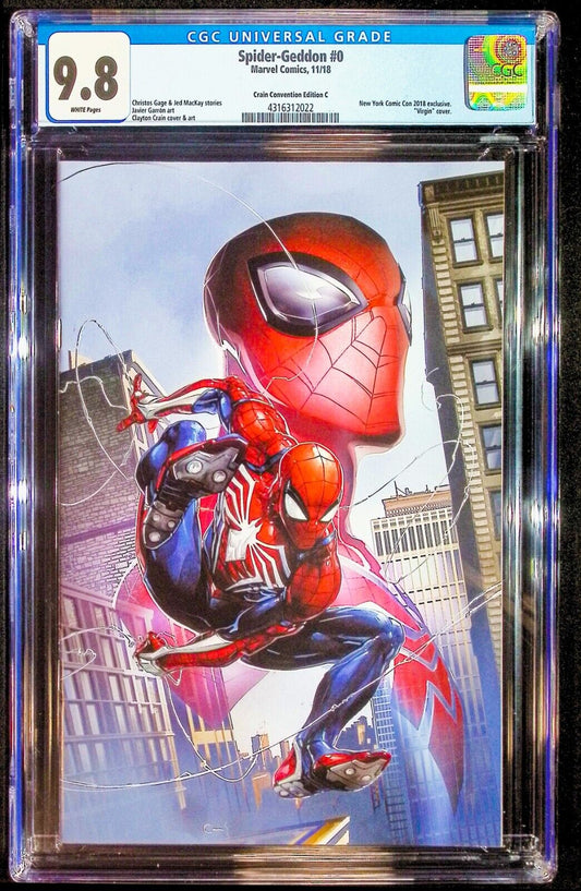 SPIDER-GEDDON #0 - CLAYTON CRAIN VIRGIN VARIANT NYCC 2018 COMICCON  CGC 9.8 NM/M