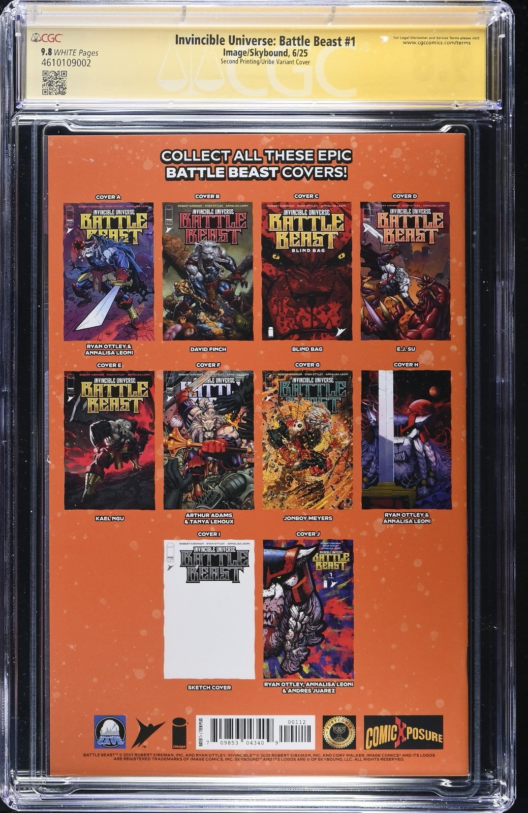 INVINCIBLE UNIVERSE BATTLE BEAST #1 - JONATHAN URIBE SKETCH SIGNED CGC 9.8