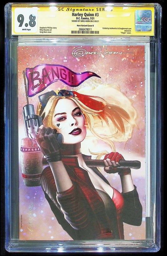 HARLEY QUINN #3 - GREG HORN VIRGIN VARIANT EXCLUSIVE 2021 SIGNED CGC 9.8