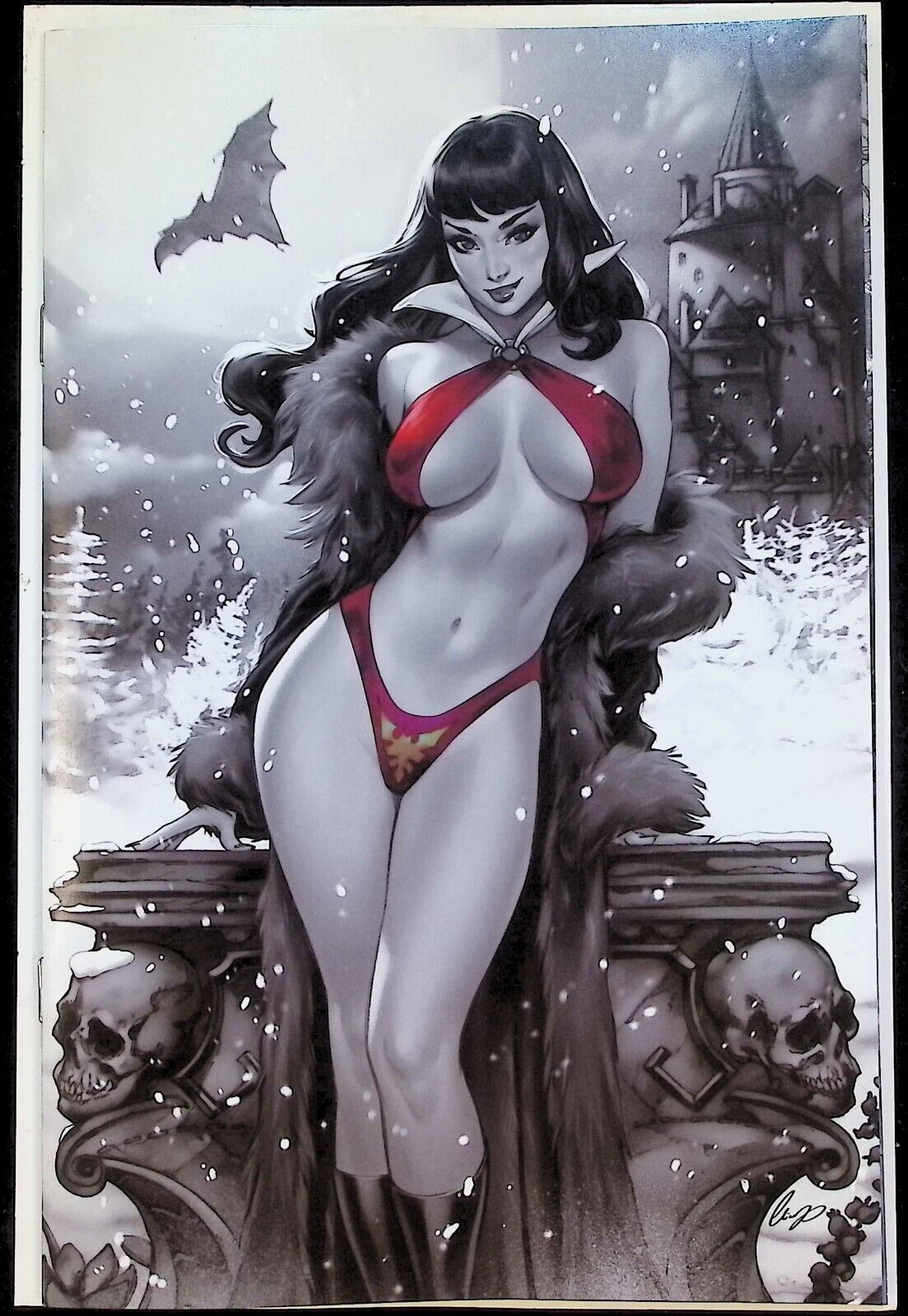 VAMPIRELLA #674 - ELIAS CHATZOUDIS VIRGIN VARIANT BLACK AND WHITE 1:7 RATIO NM+