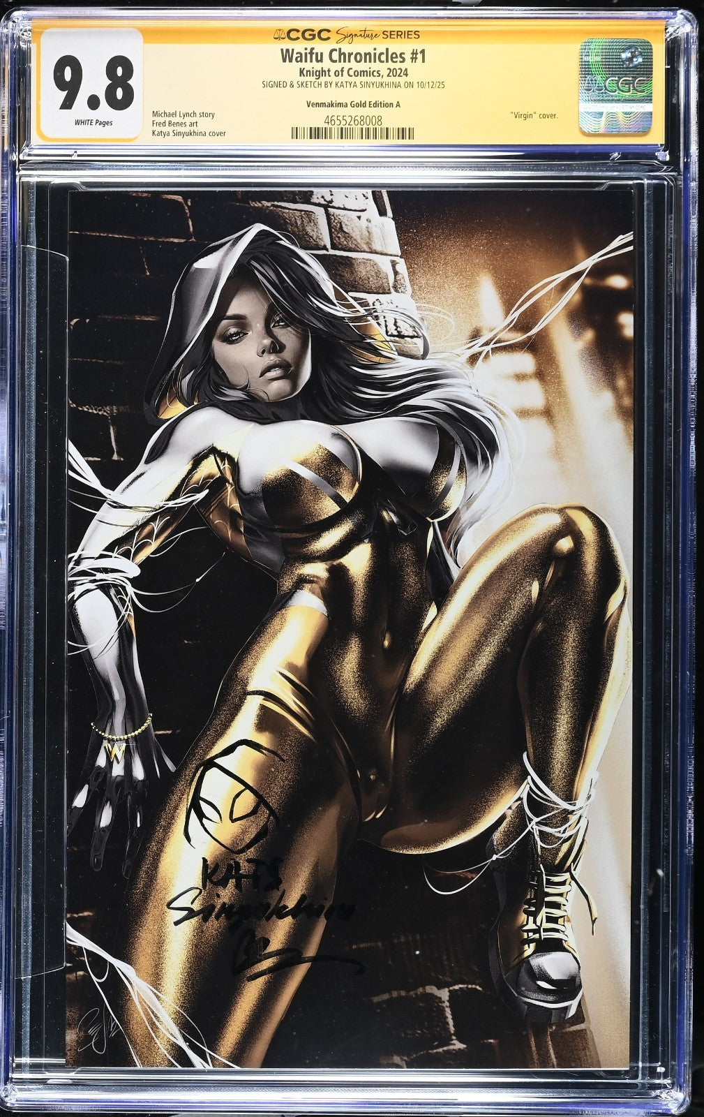 WAIFU CHRONICLES #1 KATYA SINYUKINA VENMAKIMA GOLD SIGNED +SKETCH CGC 9.8
