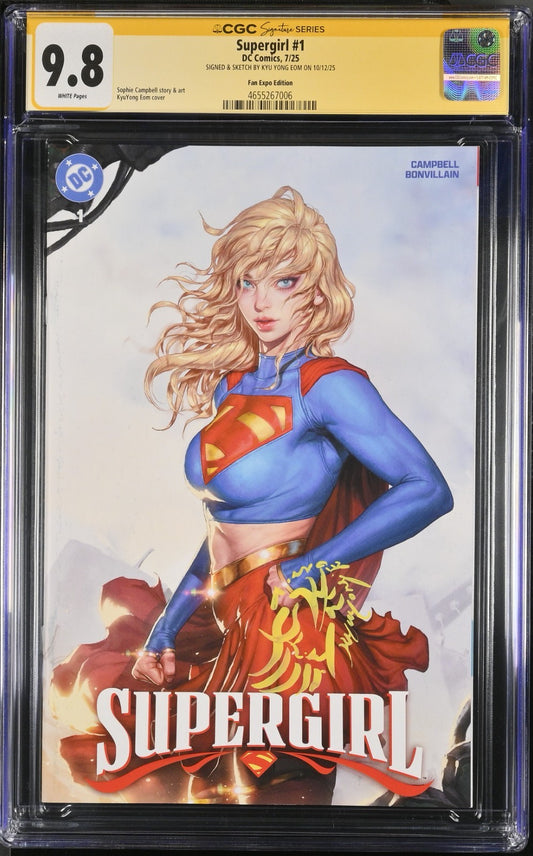 SUPERGIRL #1 - KYUYONG EOM TRADE VARIANT SIGNED & SKETCH CGC 9.8
