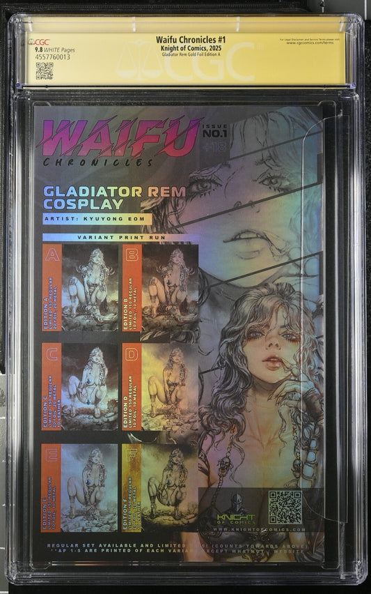 WAIFU CHRONICLES #1 KYUYONG EOM GLADIATOR FOIL EDITION G SIGNED +SKETCH CGC 9.8