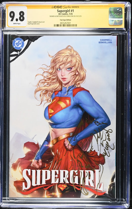 SUPERGIRL #1 - KYUYONG EOM TRADE VARIANT SIGNED & SKETCH CGC 9.8
