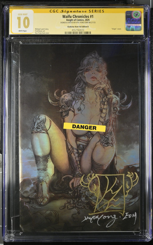 WAIFU CHRONICLES #1 KYUYONG EOM GLADIATOR FOIL EDITION B SKETCH SIGNED CGC 10