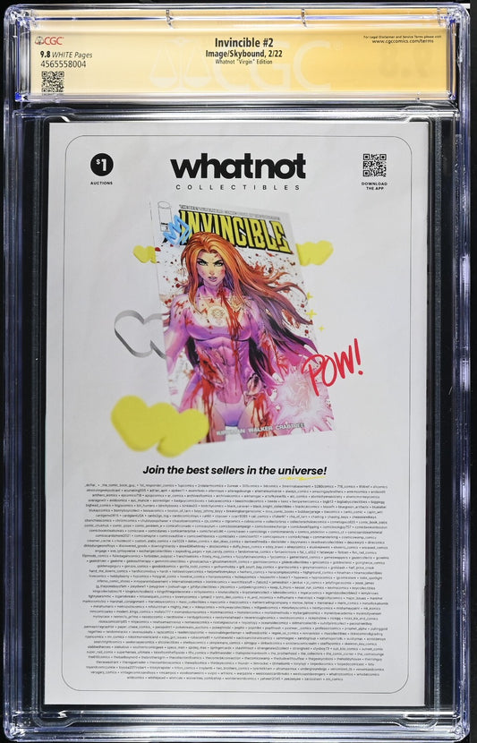 INVINCIBLE #2 - TYLER KIRKHAM BATTLE DAMAGE WHATNOT VIRGIN SIGNED CGC 9.8