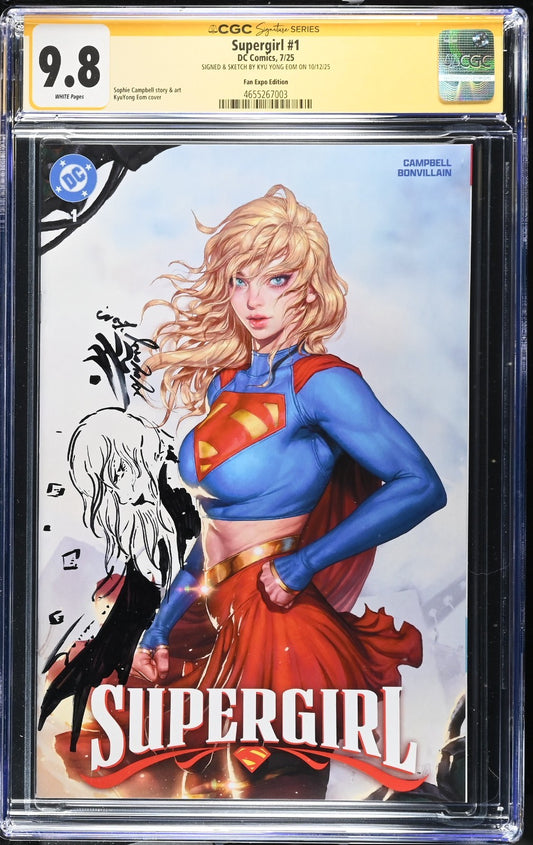 SUPERGIRL #1 - KYUYONG EOM TRADE VARIANT SIGNED & SKETCH CGC 9.8