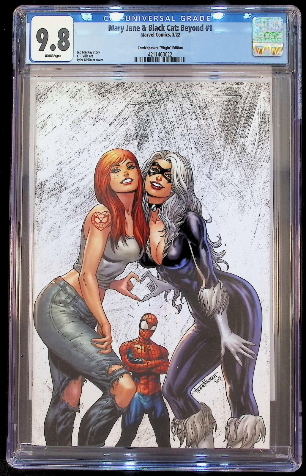 MARY JANE & BLACK CAT: BEYOND #1 - TYLER KIRKHAM VIRGIN VARIANT CGC 9.8