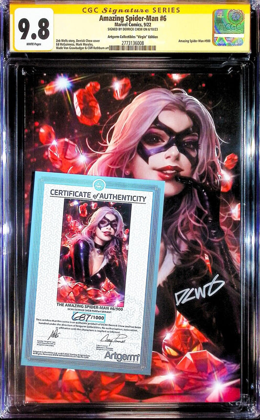 AMAZING SPIDER-MAN #6 - DERRICK CHEW VIRGIN VARIANT +COA LTD 1000 SIGNED CGC 9.8
