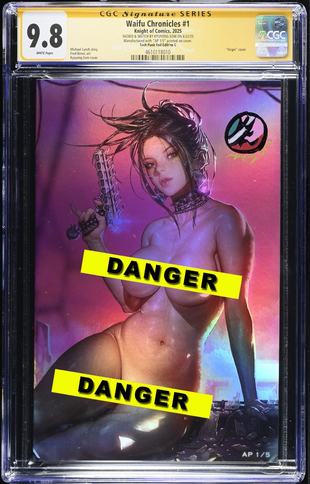 WAIFU CHRONICLES #1 - KYUYONG EOM TECH PUNK COVER C FOIL AP#1 SIGNED REM CGC 9.8