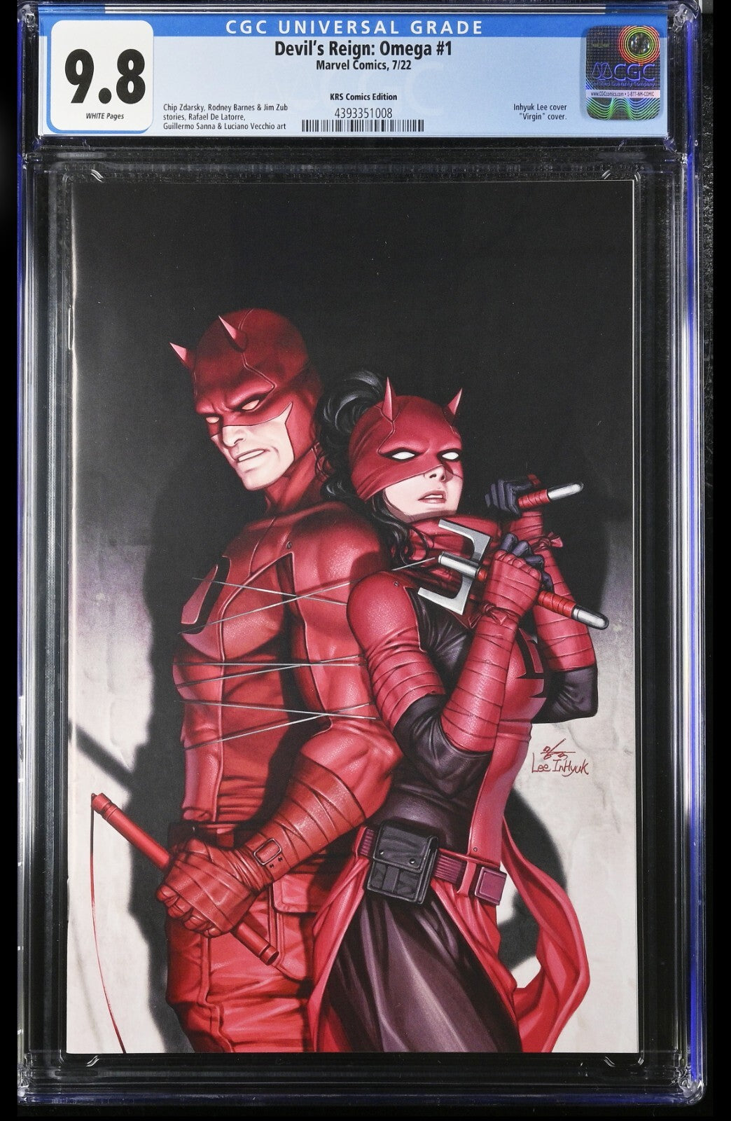 DEVIL'S REIGN: OMEGA #1 -  INHYUK LEE VIRGIN VARIANT LTD 100 +COA CGC 9.8