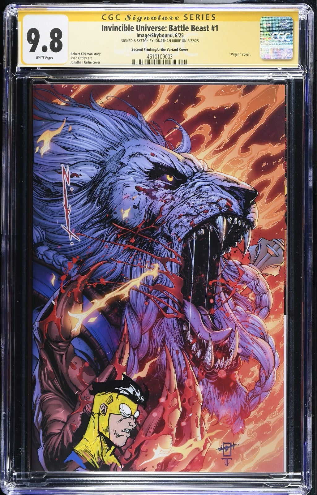 INVINCIBLE UNIVERSE BATTLE BEAST #1 - JONATHAN URIBE SKETCH SIGNED CGC 9.8