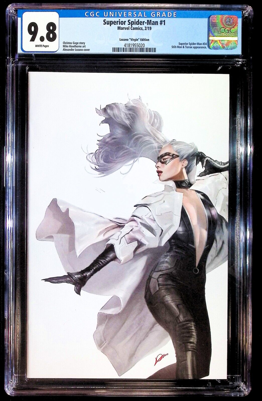 SUPERIOR SPIDER-MAN #1 - ALEXANDER LOZANO VIRGIN VARIANT BLACK CAT CGC 9.8 NM/M