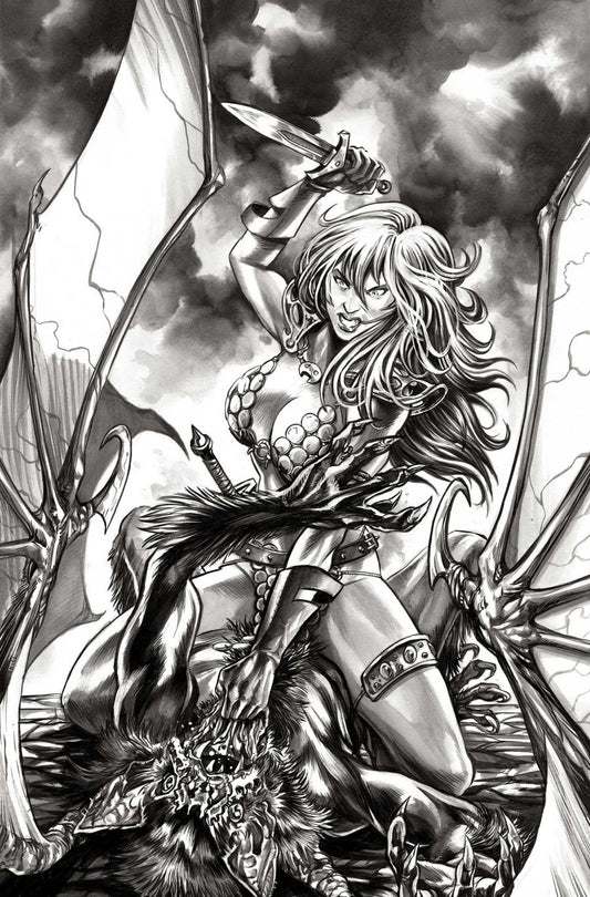 RED SONJA: SHE-DEVIL WITH A SWORD #3 - MIKE ROOTH COVER P B&W VIRGIN RATIO 1:7