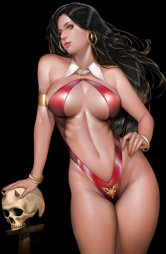 VAMPIRELLA ARMAGEDDON #1 - JOHN VASQUEZ WRAPAROUND COVER C SECRET DROP SDCC 2025 EXCLUSIVE +(CRYSTAL CLEAR BOARD)