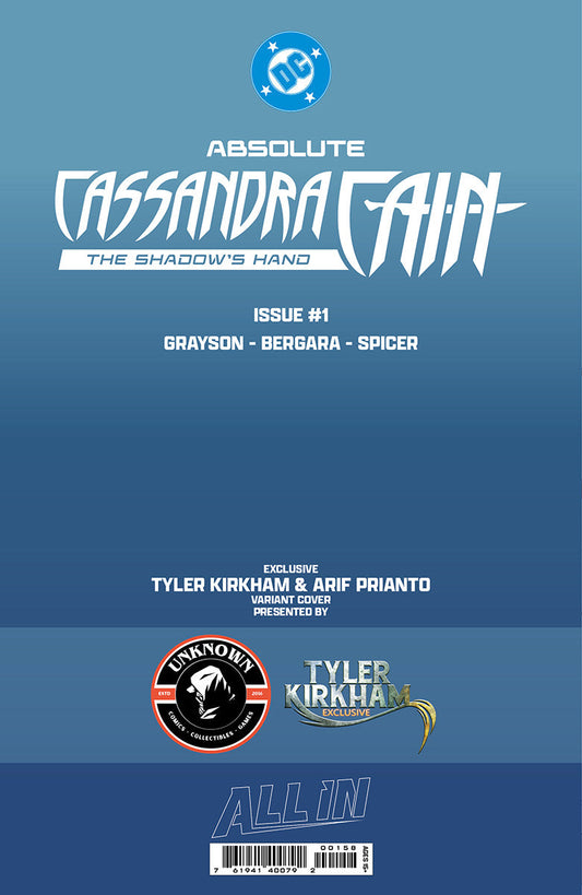 ABSOLUTE CASSANDRA CAIN THE SHADOW'S HAND #1 (ONE SHOT) TYLER KIRKHAM BATTLE DAMAGED EXCLUSIVE VAR (09/09/2026) (09/16/2026)