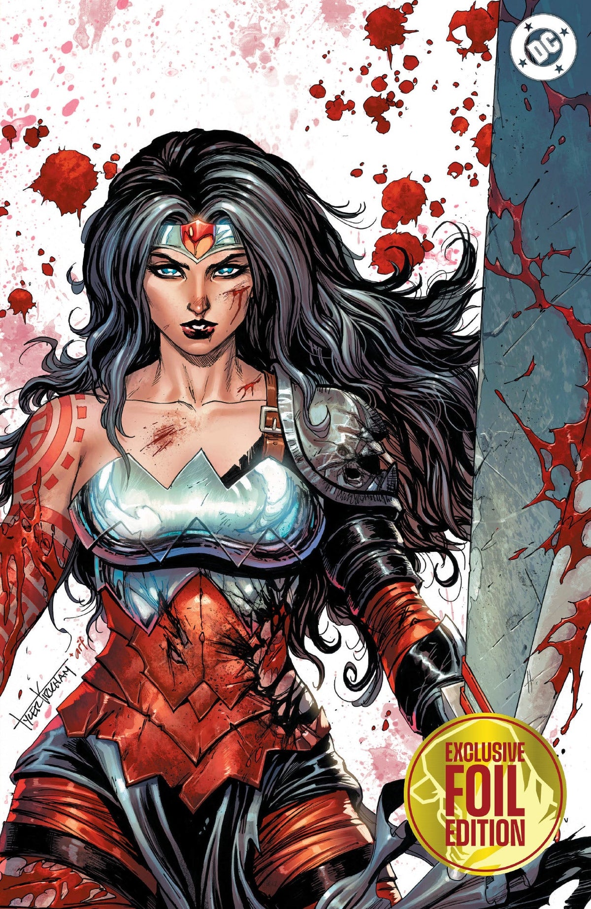 ABSOLUTE WONDER WOMAN #23 - TYLER KIRKHAM BATTLE DAMAGED EXCLUSIVE FOIL VARIANT