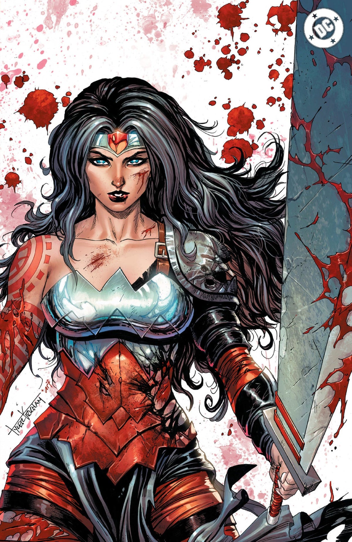 ABSOLUTE WONDER WOMAN #23 - TYLER KIRKHAM BATTLE DAMAGED EXCLUSIVE VIRGIN VARIANT
