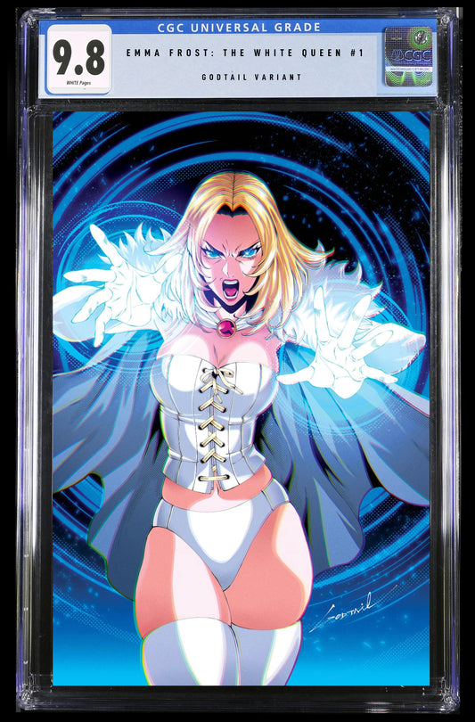 EMMA FROST: THE WHITE QUEEN #1 - GODTAIL COVER A VIRGIN VARIANT HEROSCON 2025 EXCLUSIVE - PRESALE 06/20 +(CRYSTAL CLEAR BOARD)