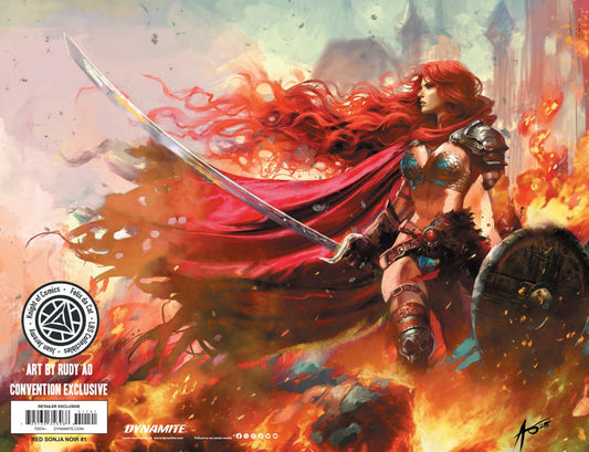 RED SONJA NOIR #1 - RUDY AO WRAPAROUND COVER A HEROESCON 2025 EXCLUSIVE +(CRYSTAL CLEAR BOARD)