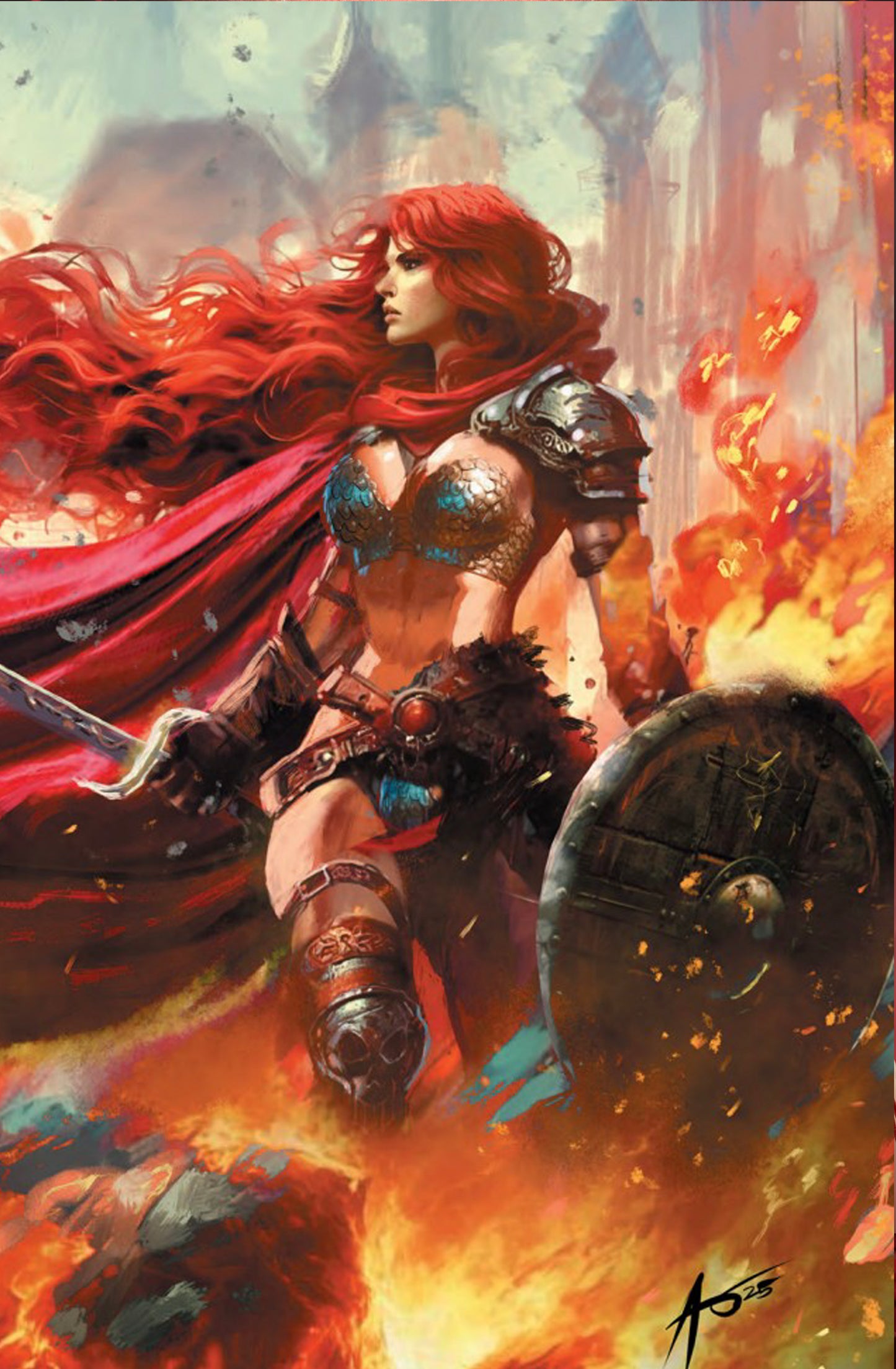 RED SONJA NOIR #1 - RUDY AO WRAPAROUND COVER A HEROESCON 2025 EXCLUSIVE +(CRYSTAL CLEAR BOARD)