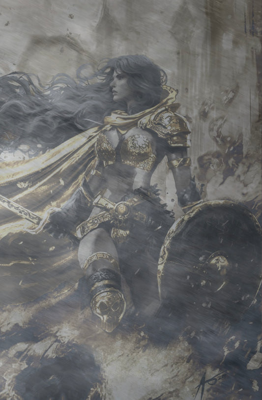 RED SONJA NOIR #1 - RUDY AO WRAPAROUND COVER B METAL HEROESCON 2025 EXCLUSIVE +(CRYSTAL CLEAR BOARD)