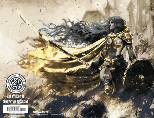 RED SONJA NOIR #1 - RUDY AO WRAPAROUND COVER B METAL HEROESCON 2025 EXCLUSIVE +(CRYSTAL CLEAR BOARD)
