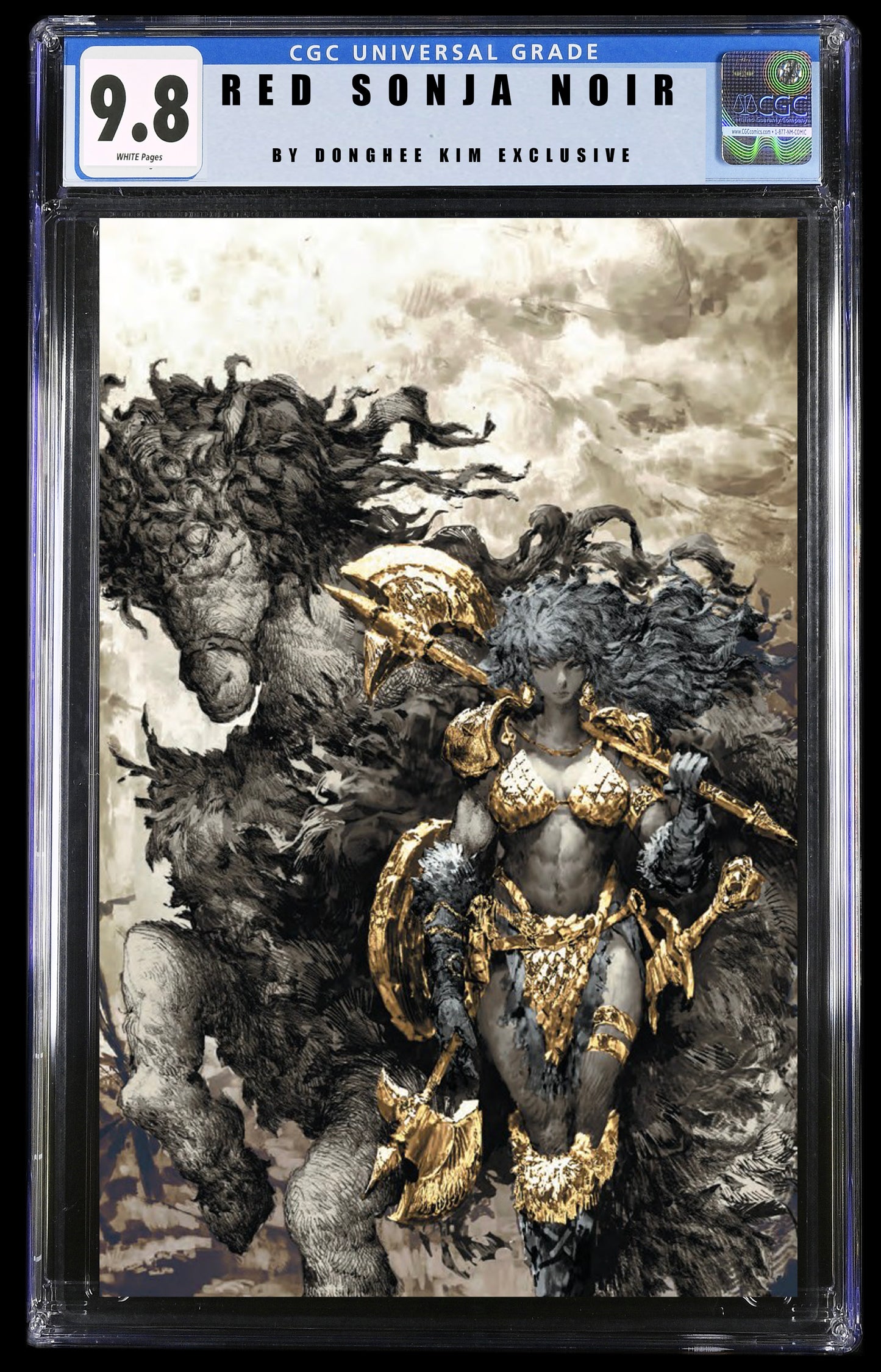 RED SONJA NOIR #1 - DONGHEE KIM WRAPAROUND COVER B HEROESCON 2025 EXCLUSIVE +(CRYSTAL CLEAR BOARD)