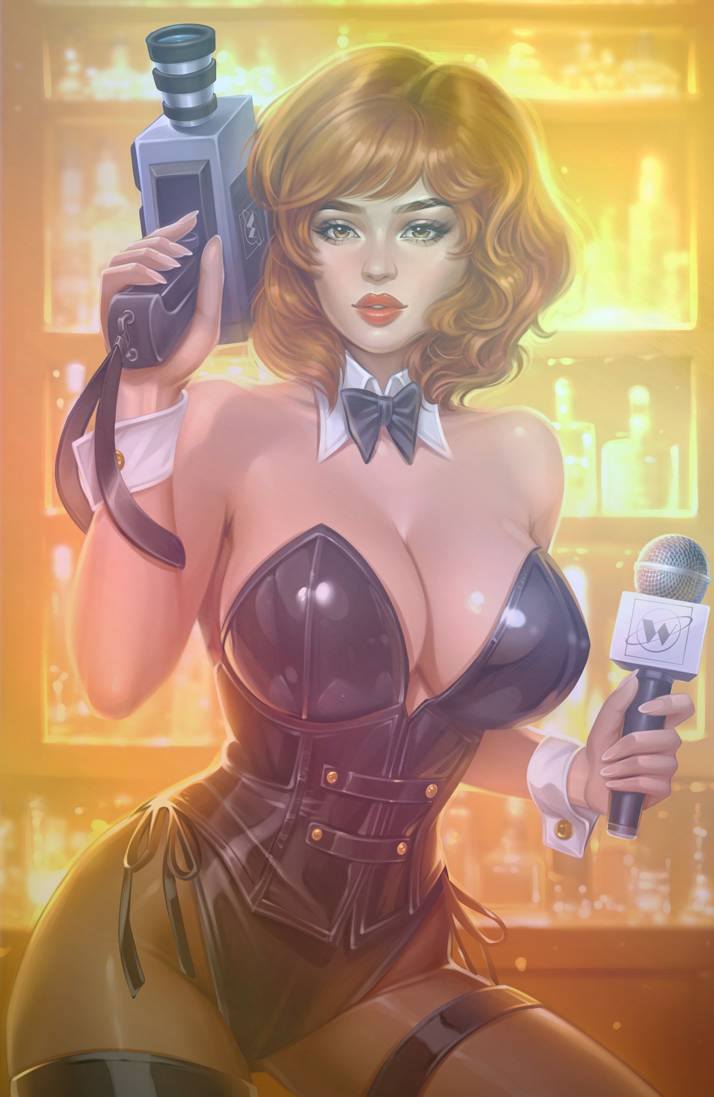 WAIFU CHRONICLES #1 - BREAKING NEWS COSPLAY - FOIL/LEATHER - by Pilnikova Art - PREORDER +(CRYSTAL CLEAR BOARD)