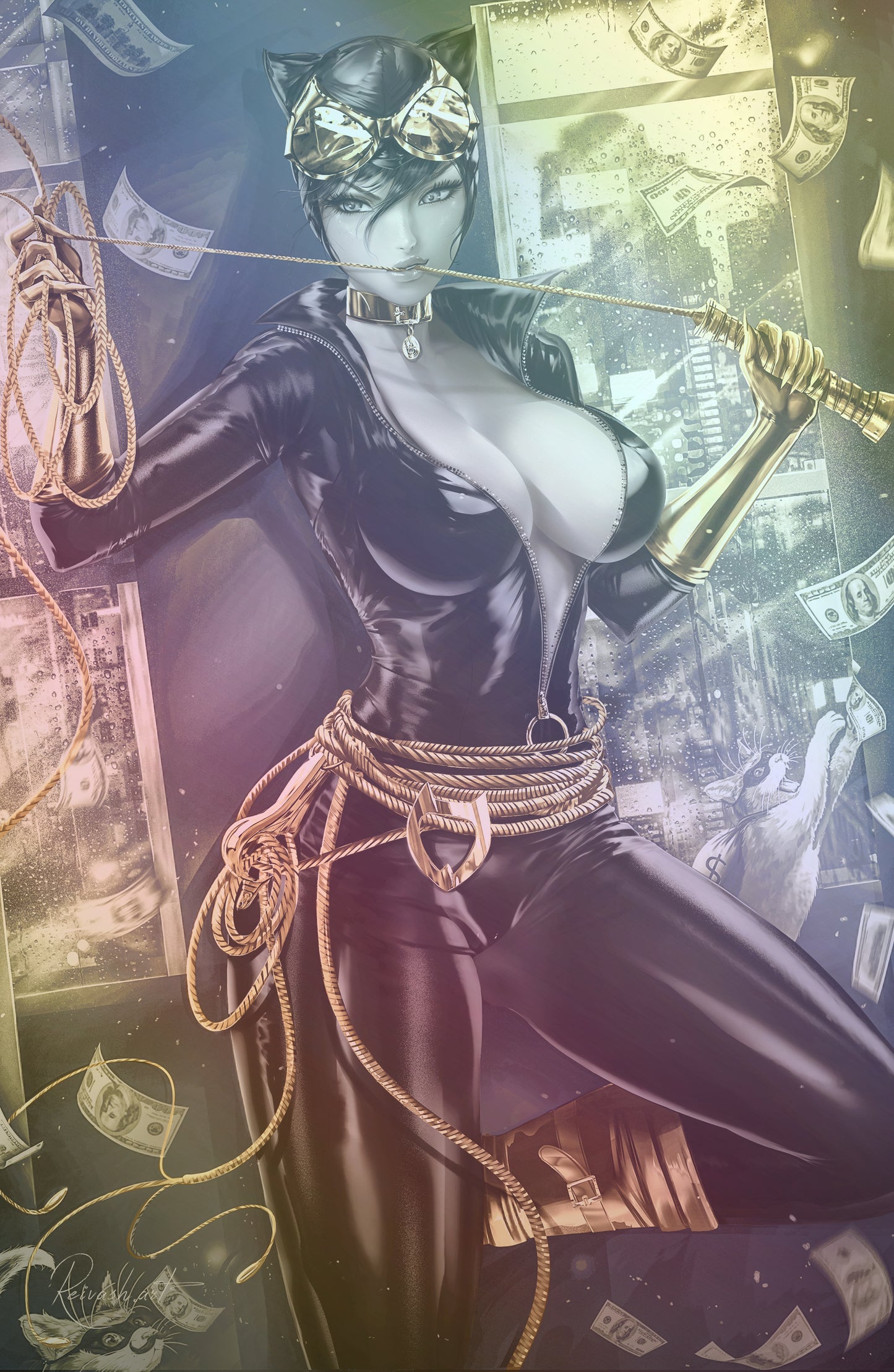 WAIFU CHRONICLES #1 - 9 LIVES ALEXANDRA COSPLAY - FOIL/LEATHER - by Reivash