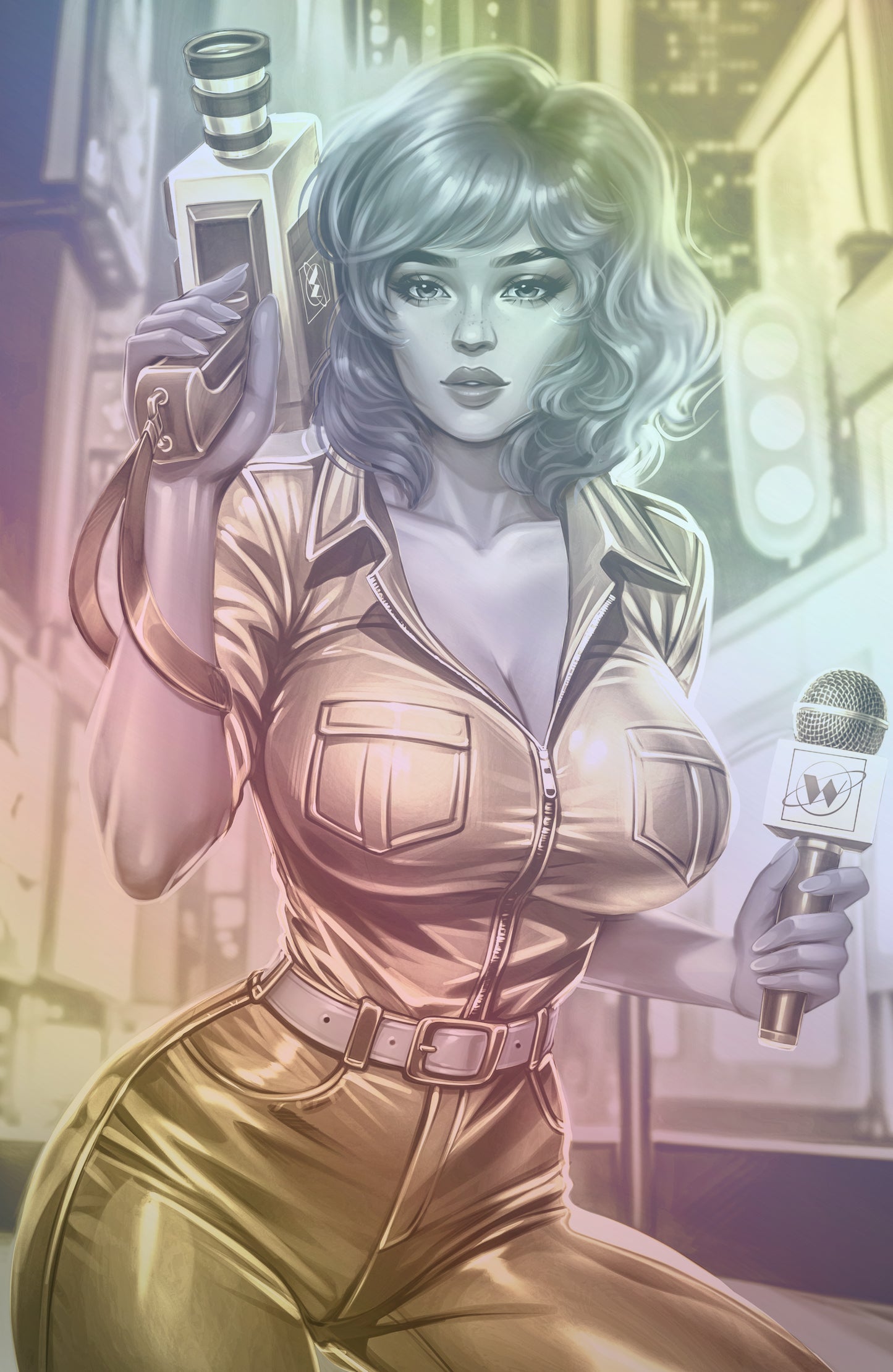 WAIFU CHRONICLES #1 - BREAKING NEWS COSPLAY - FOIL/LEATHER - by Pilnikova Art - PREORDER +(CRYSTAL CLEAR BOARD)
