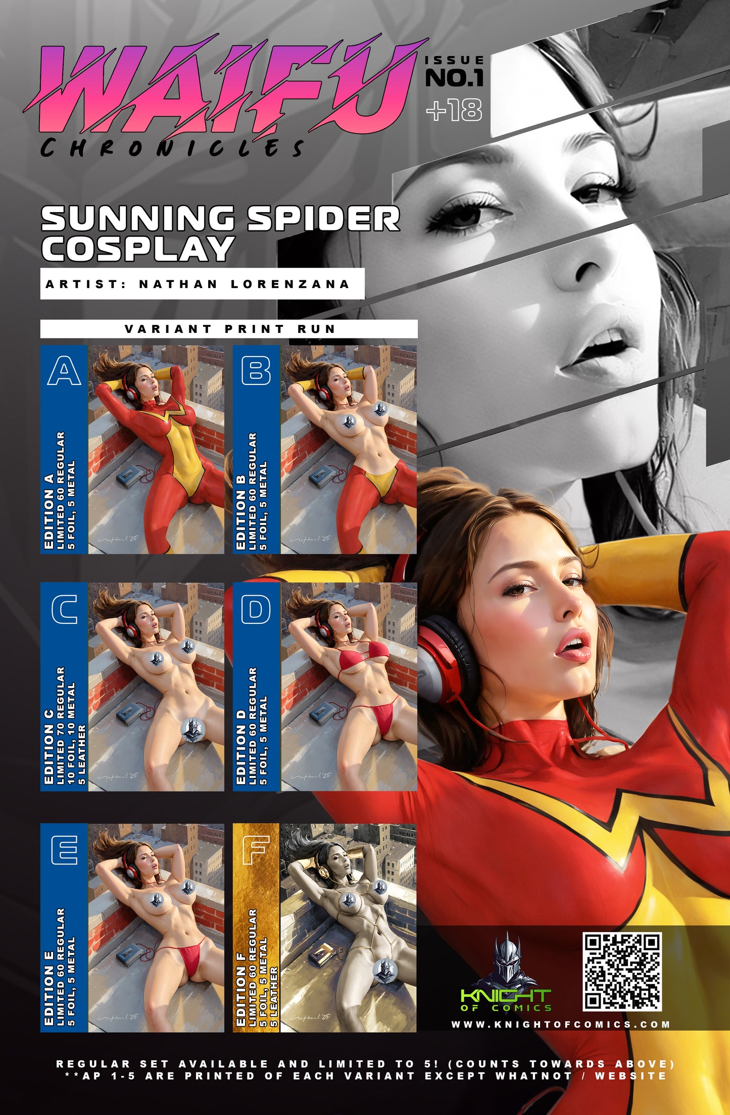 WAIFU CHRONICLES #1 - SUNNING SPIDER COSPLAY - FOIL - by Nathan Lorenzana